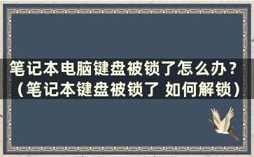 笔记本电脑键盘被锁了怎么办？ （笔记本键盘被锁了 如何解锁）